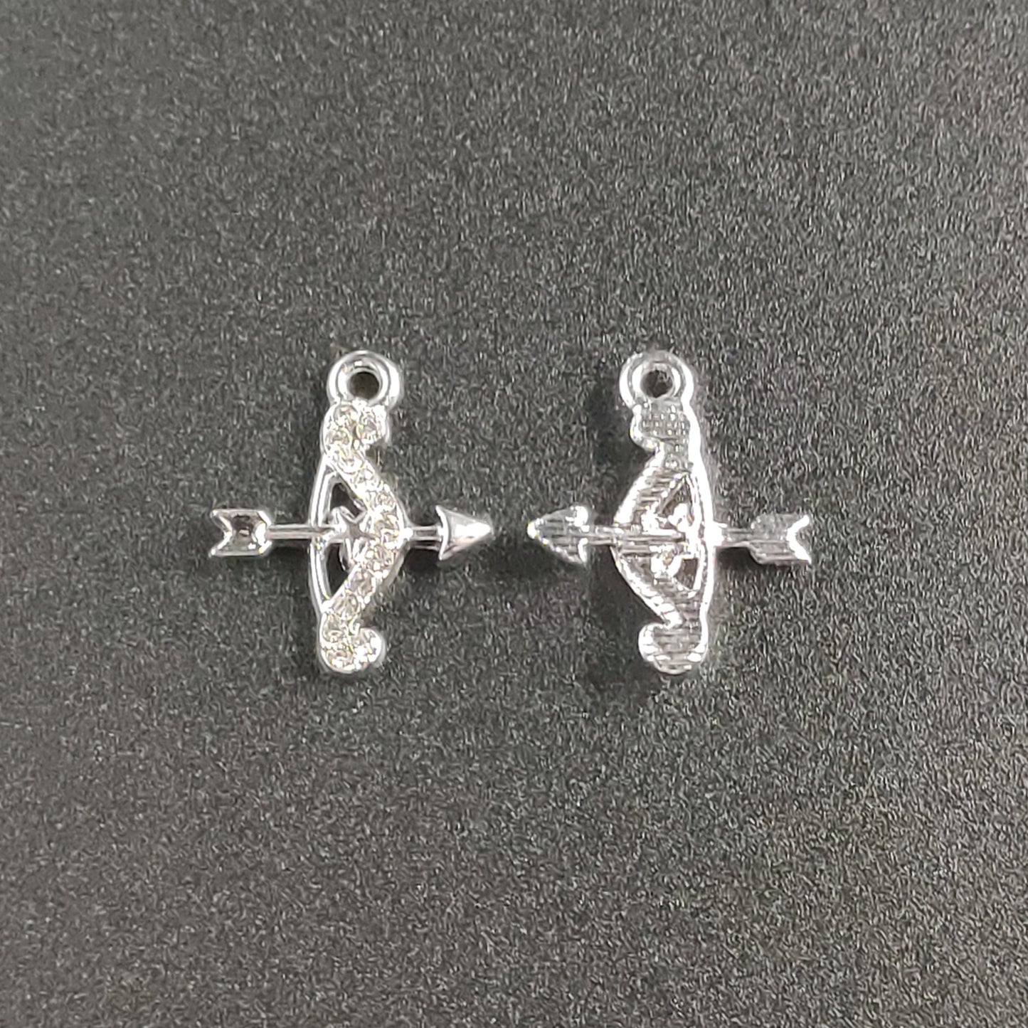 10 Pieces Silver Rhinestones Cupids Bow Charms