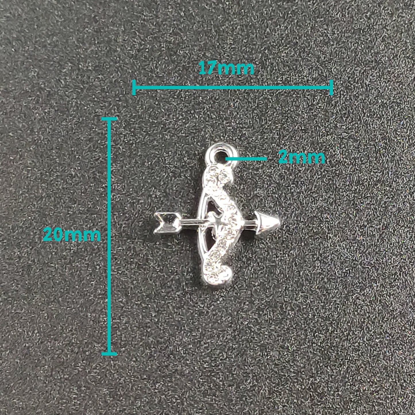 10 Pieces Silver Rhinestones Cupids Bow Charms
