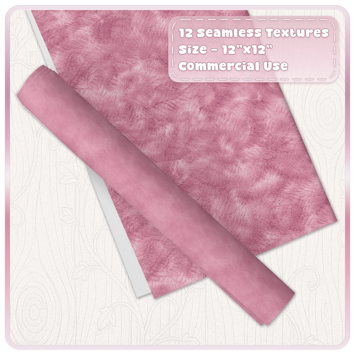 Seamless pink velvet digital paper bundle with plush blush fabric texture and tileable velvet background