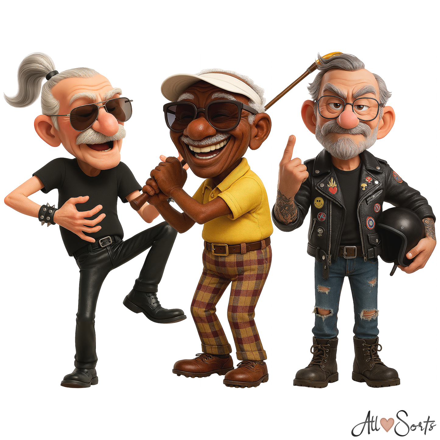 Quirky Grandpas Clipart Pack - 40 PNGs