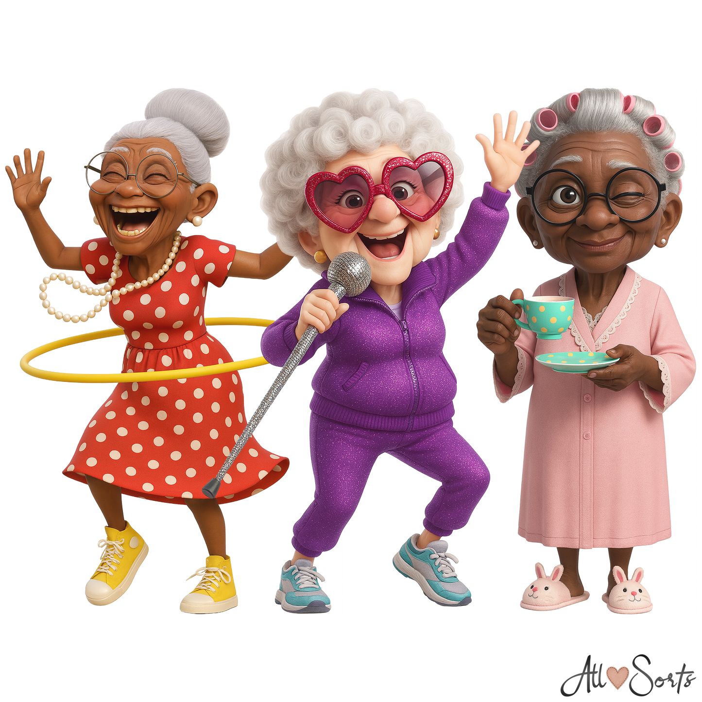 Quirky Grandmas Clipart Pack - 40 PNGs