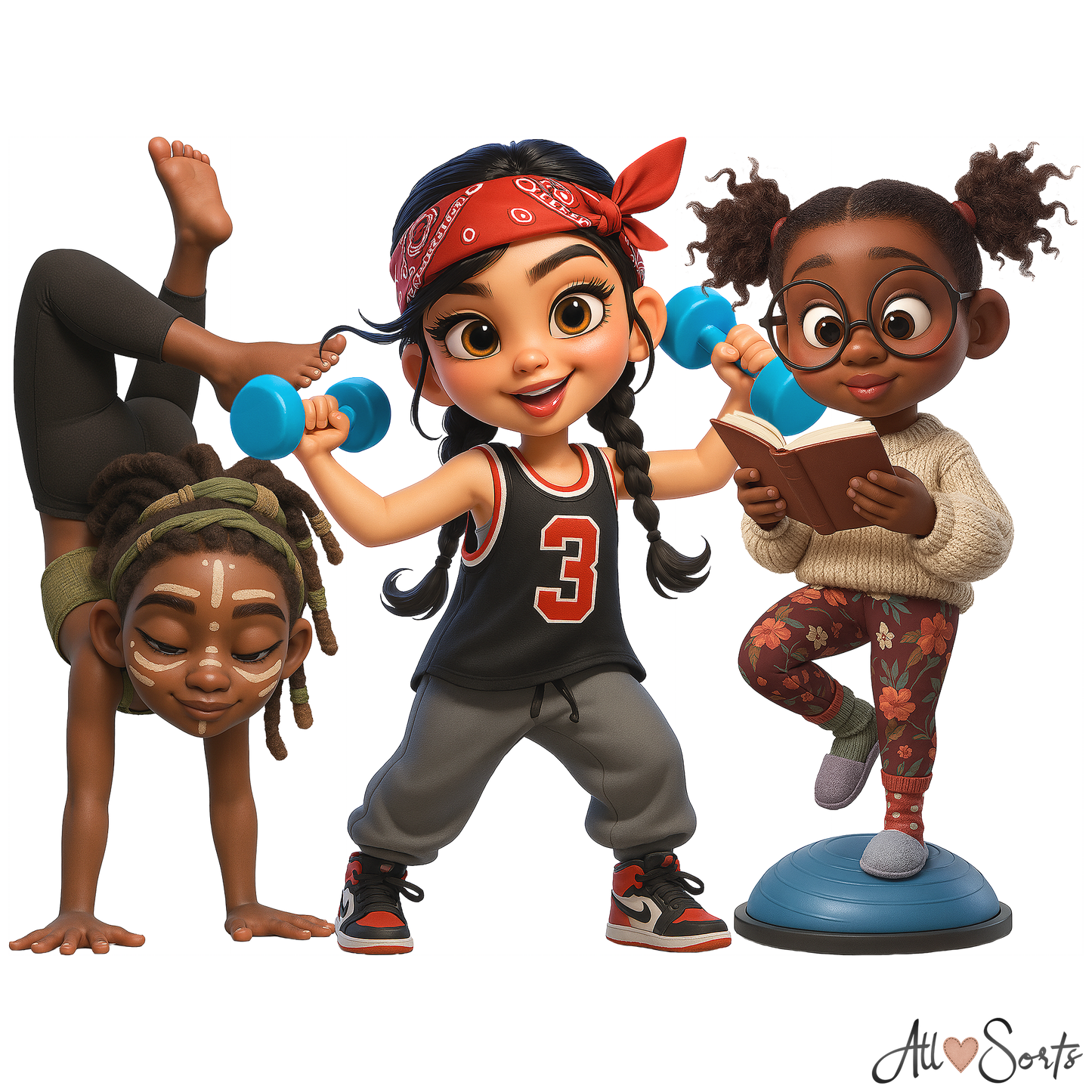 Quirky Gym Girls Clipart Pack - 50 PNGs