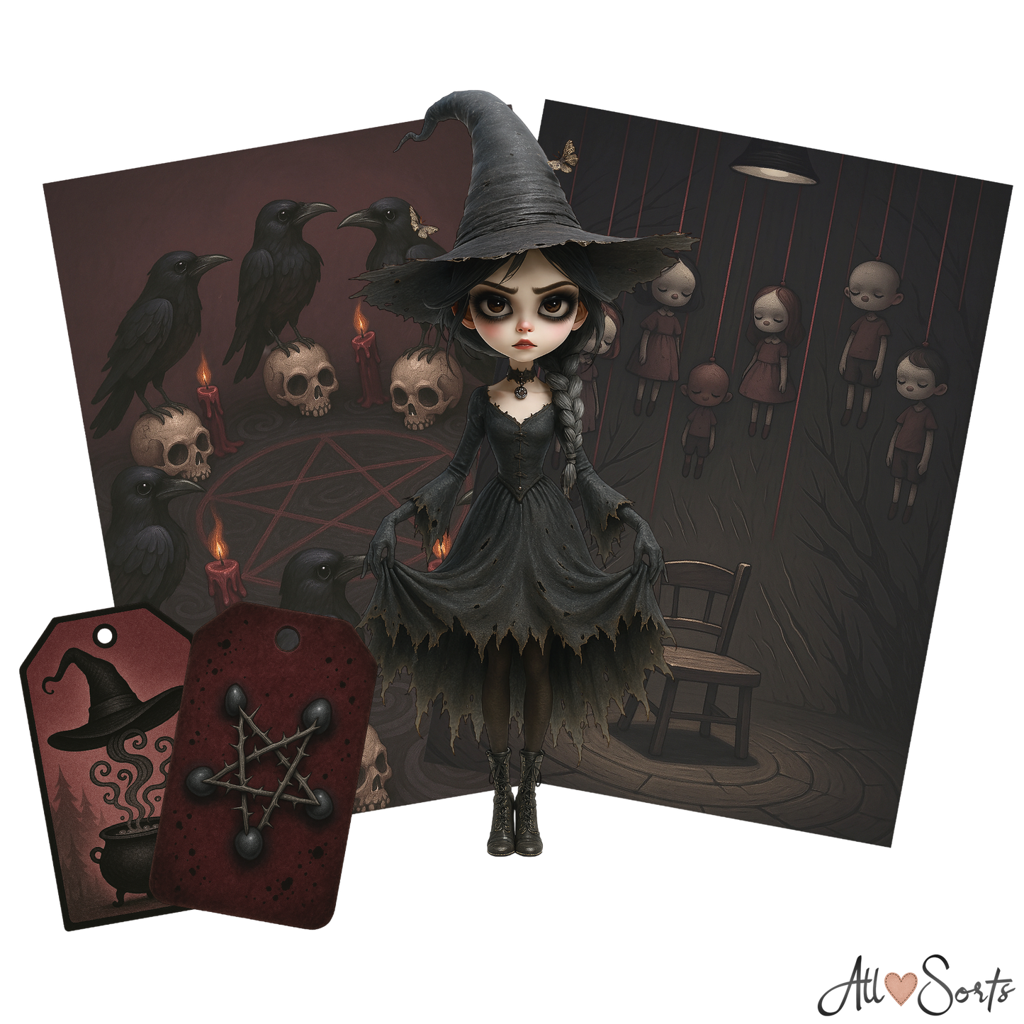 Whimsical Witches Digital Scrapbook Pack - 60 Pieces