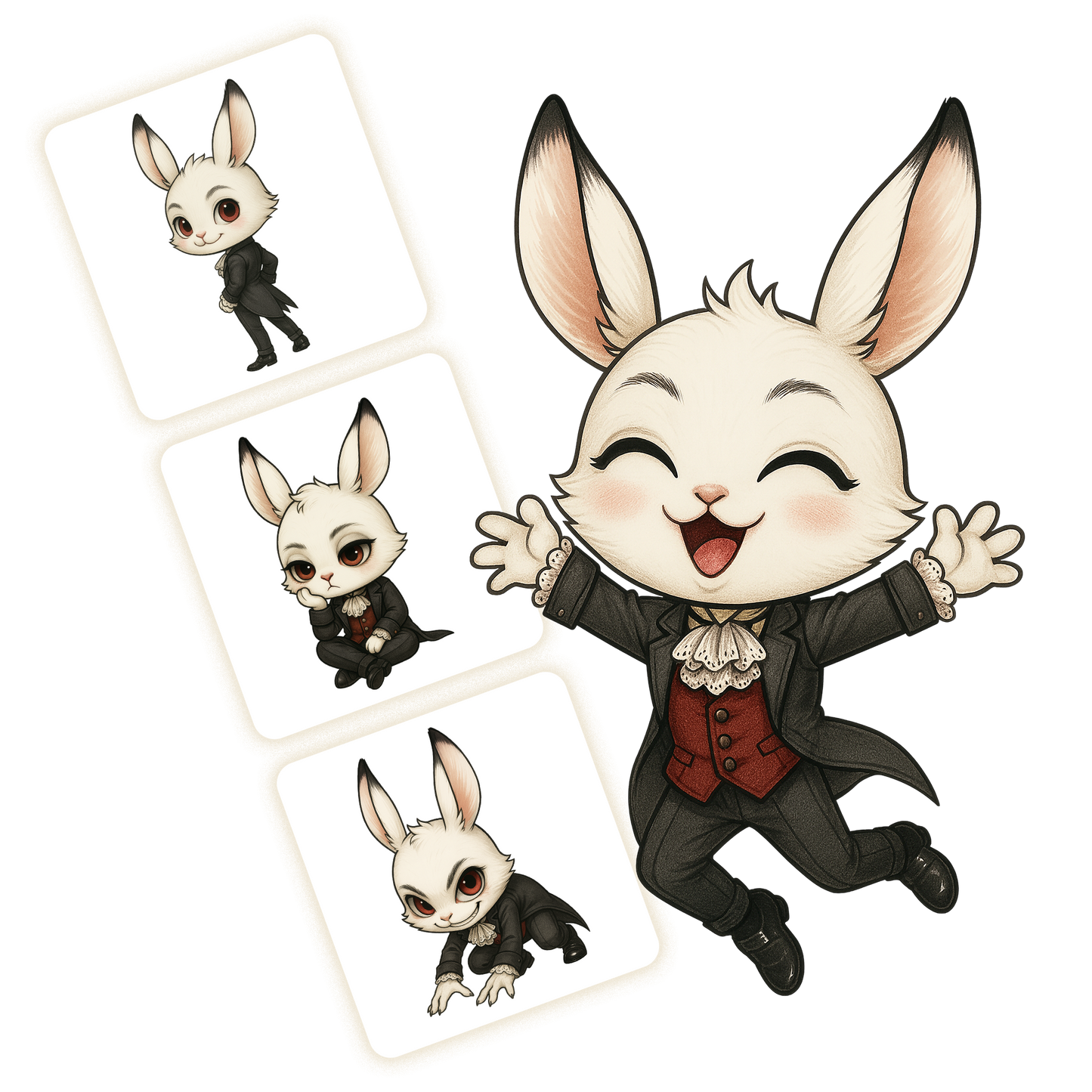 White Rabbit Clipart Pack - 20 PNGs