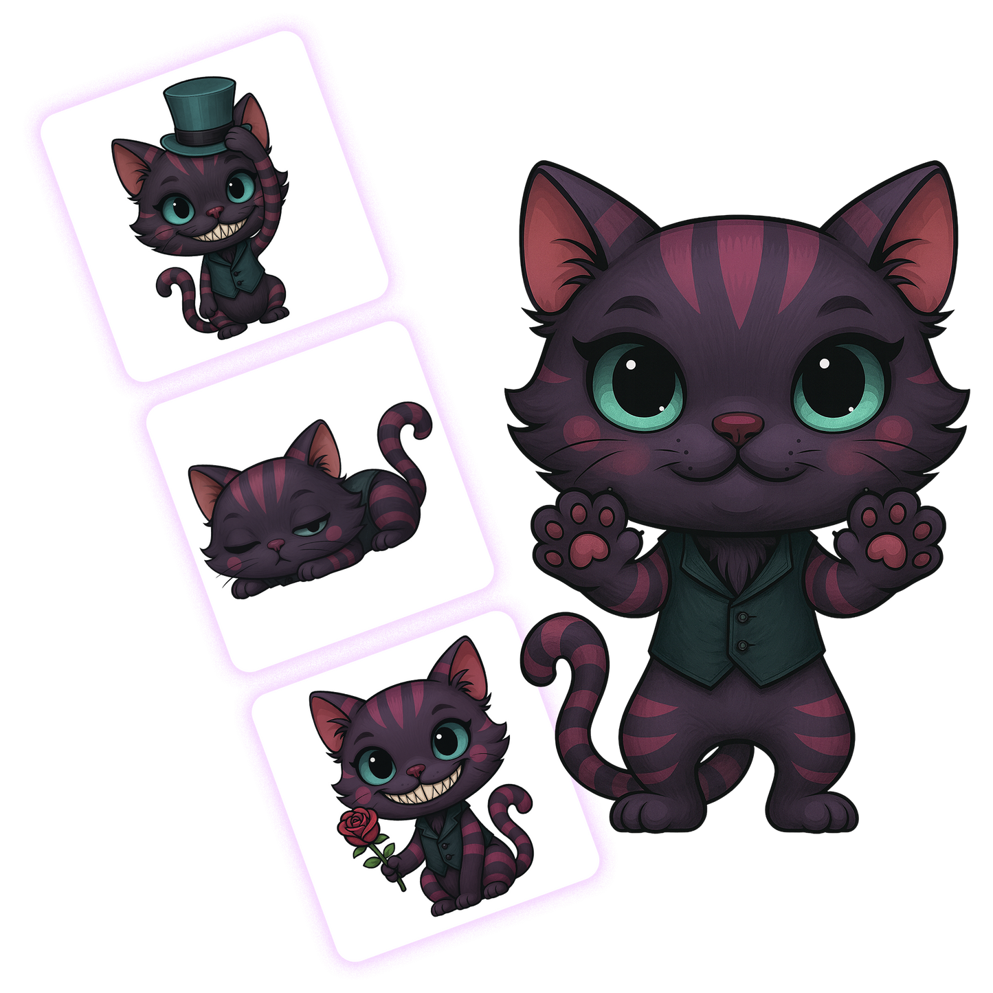 Cheshire Cat Clipart Pack - 20 PNGs