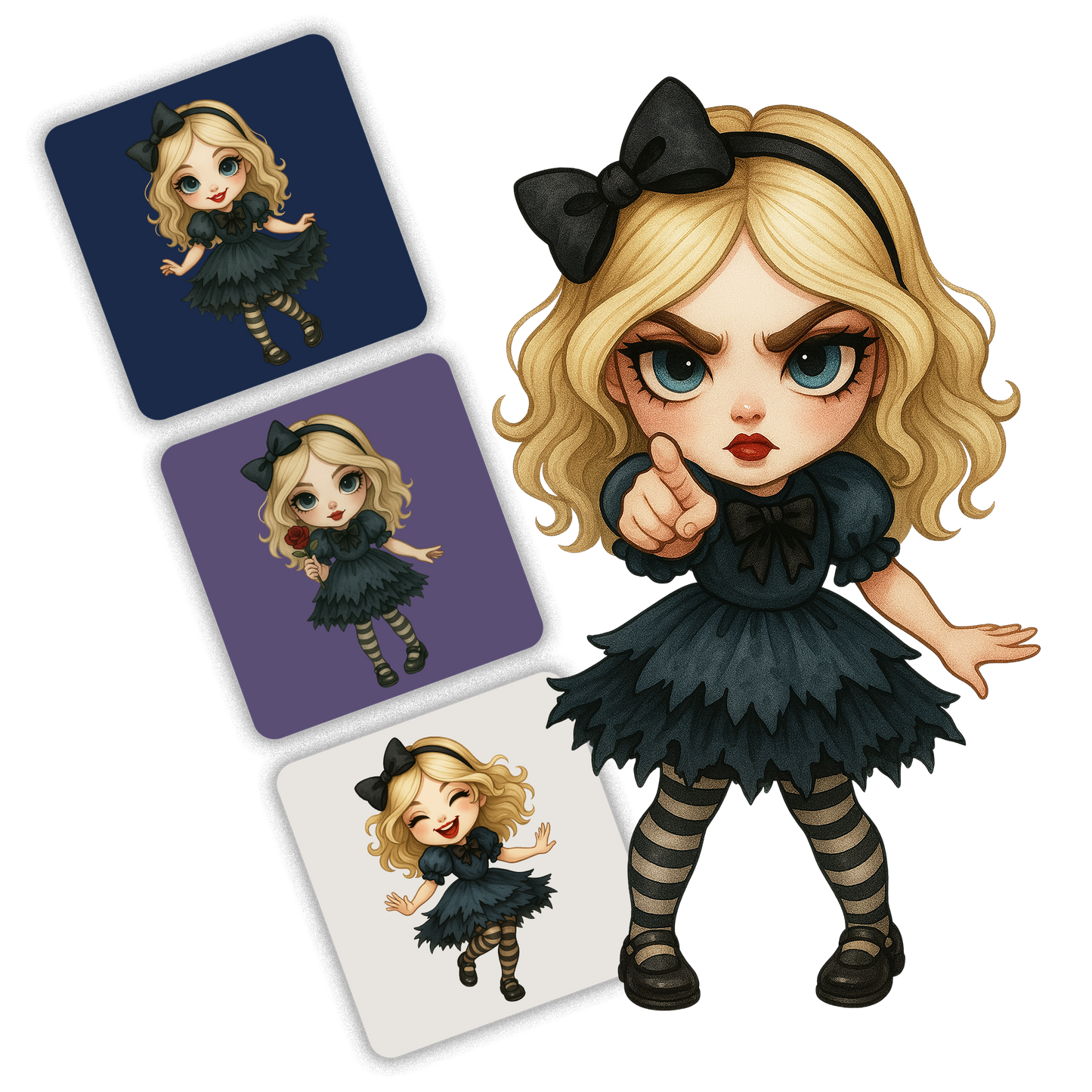 Midnight Porcelain Alice Clipart Pack - 20 PNGs