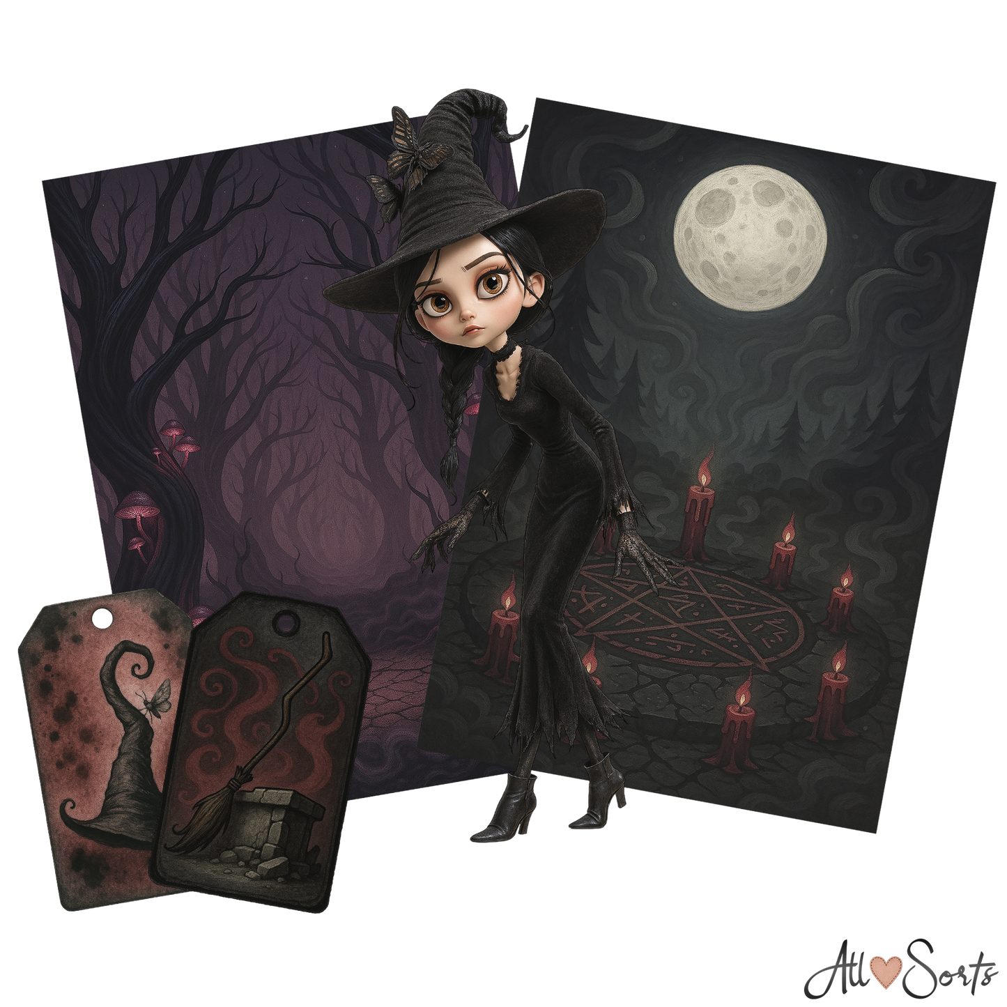 Whimsical Witches Digital Scrapbook Pack - 60 Pieces