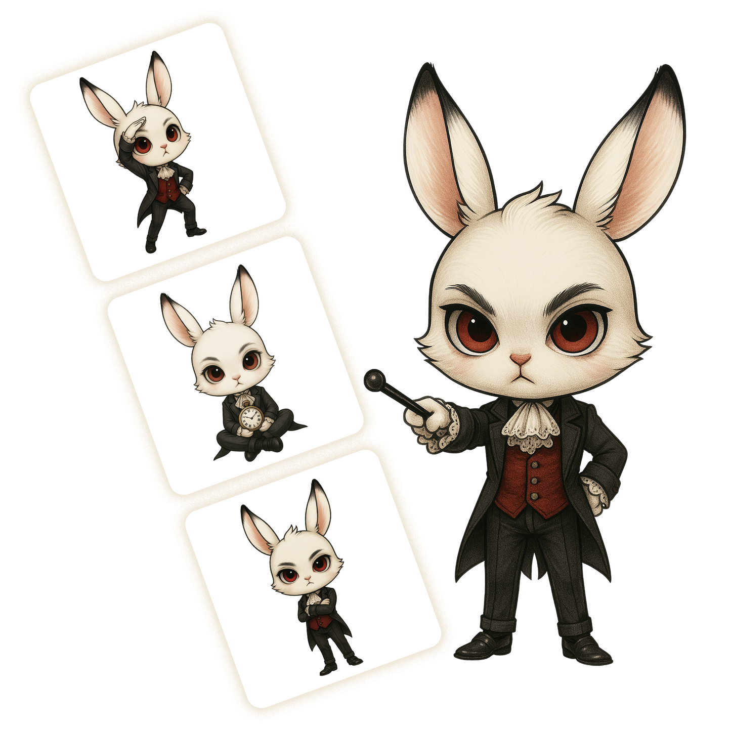 White Rabbit Clipart Pack - 20 PNGs