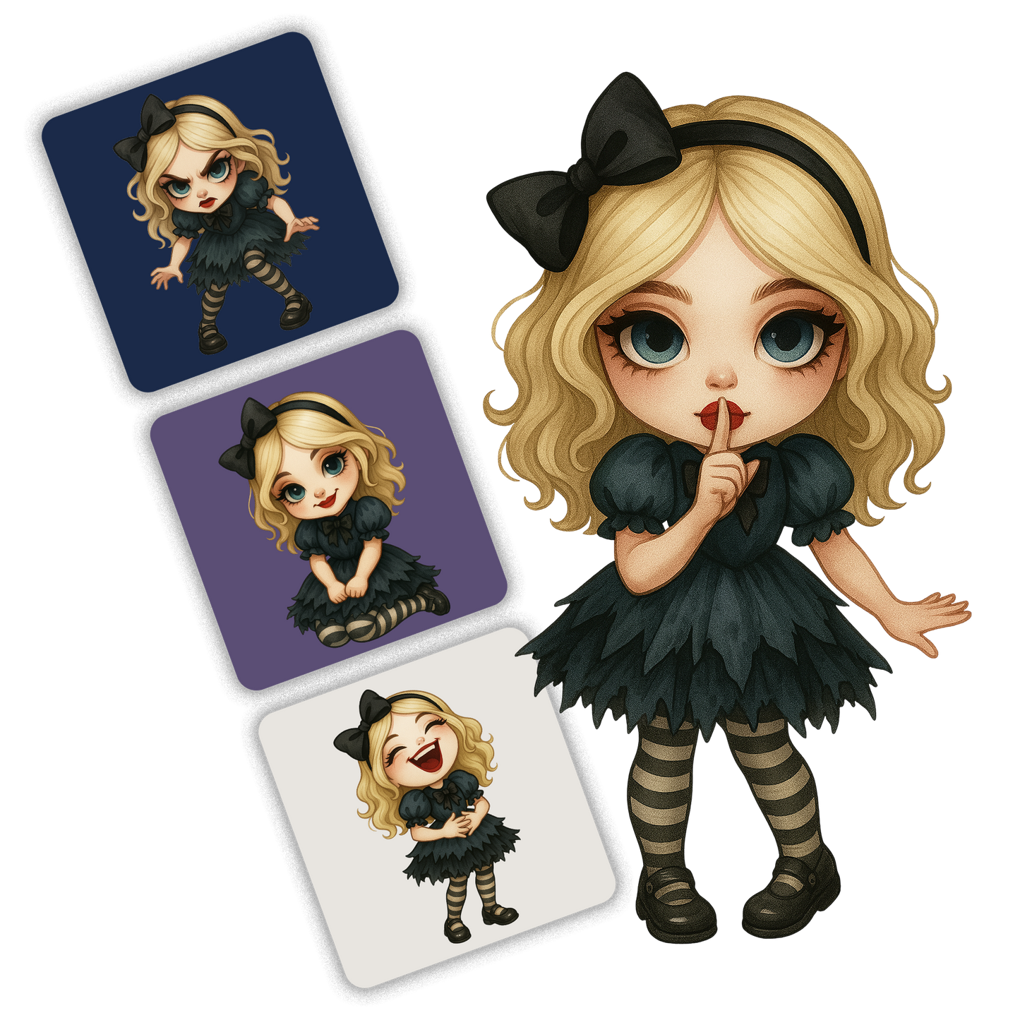 Midnight Porcelain Alice Clipart Pack - 20 PNGs