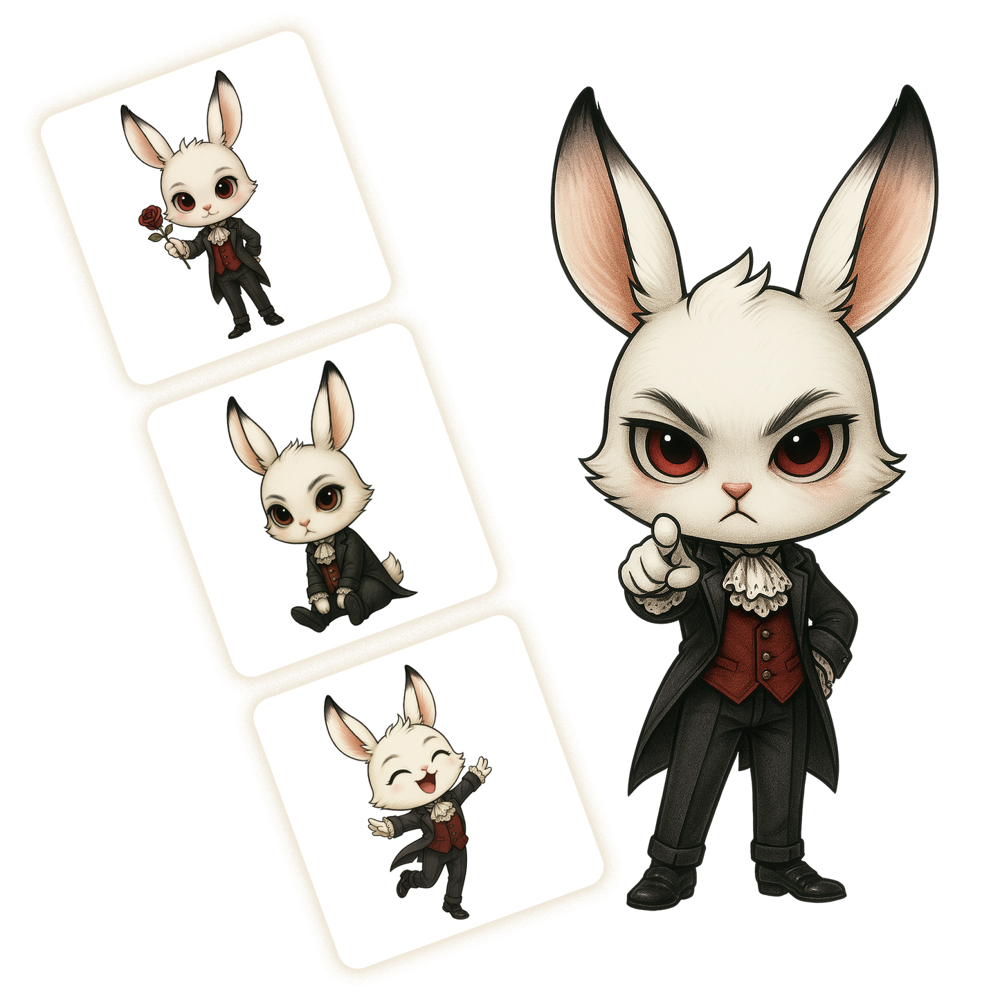 White Rabbit Clipart Pack - 20 PNGs