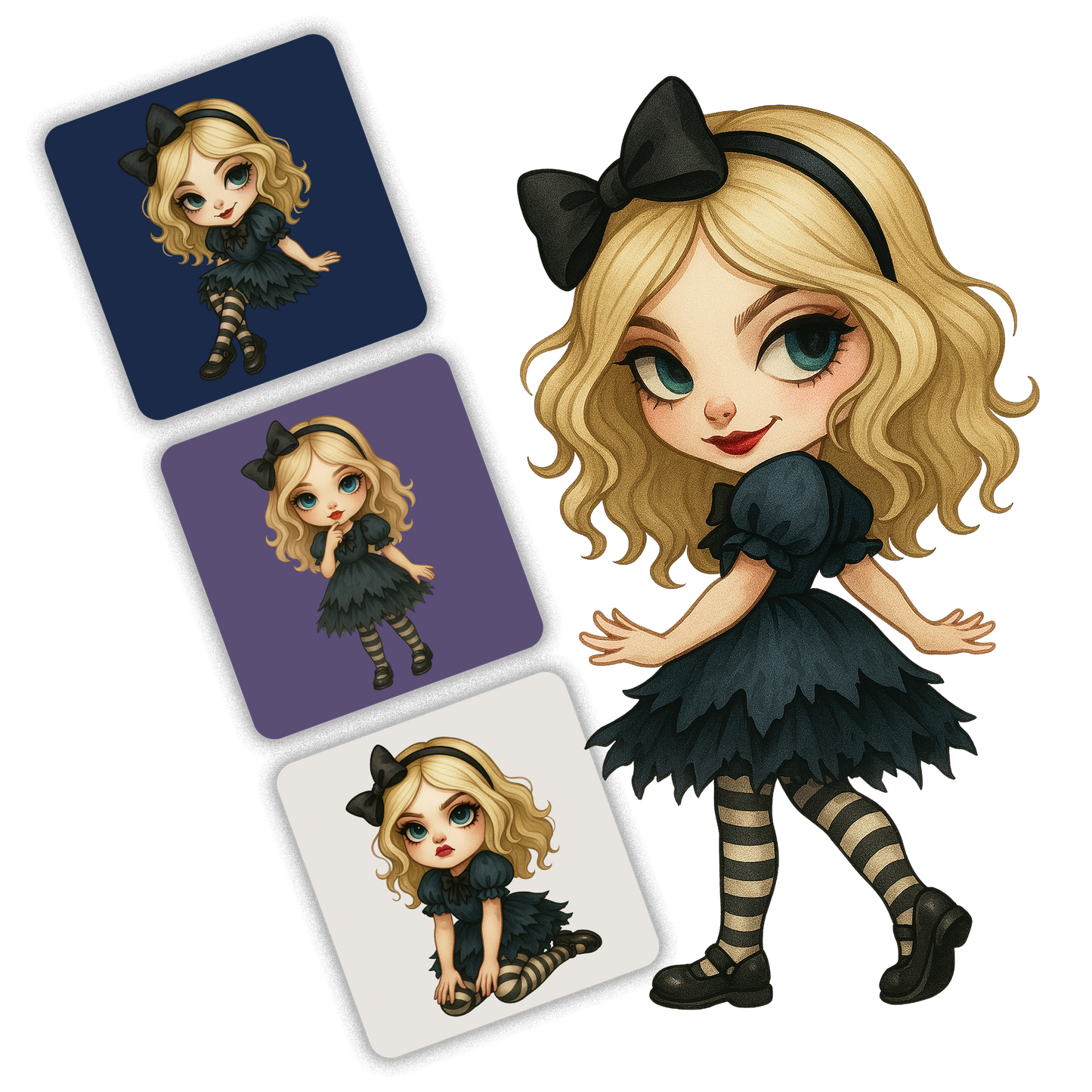Midnight Porcelain Alice Clipart Pack - 20 PNGs