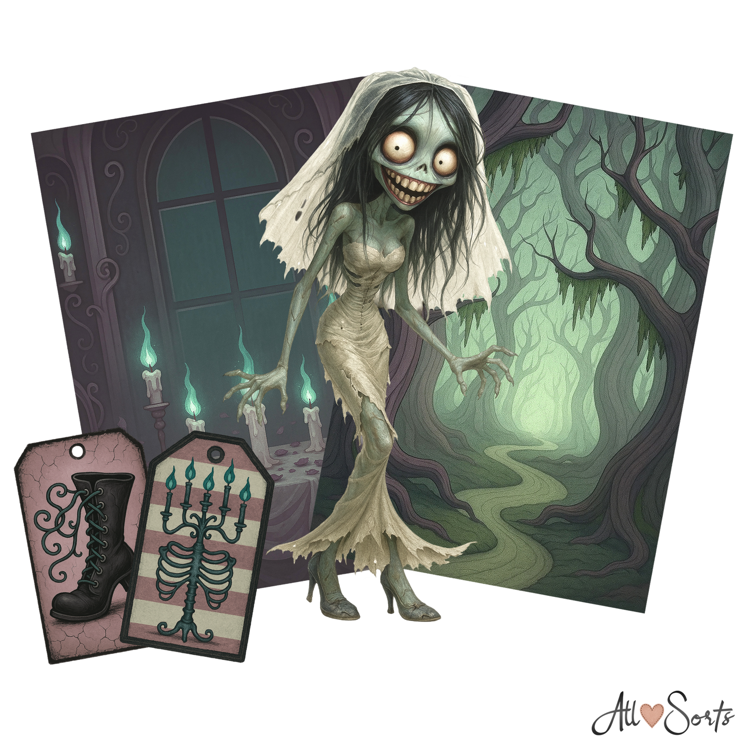 Zombie Brides Digital Scrapbook Pack - 60 Pieces