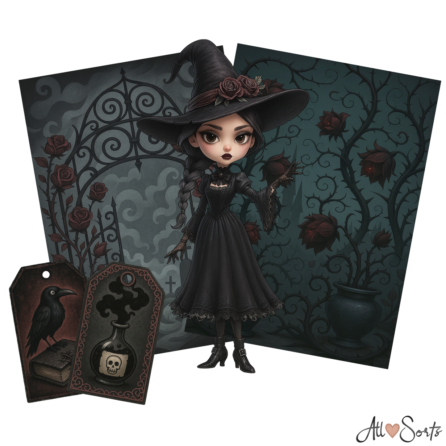 Whimsical Witches Digital Scrapbook Pack - 60 Pieces