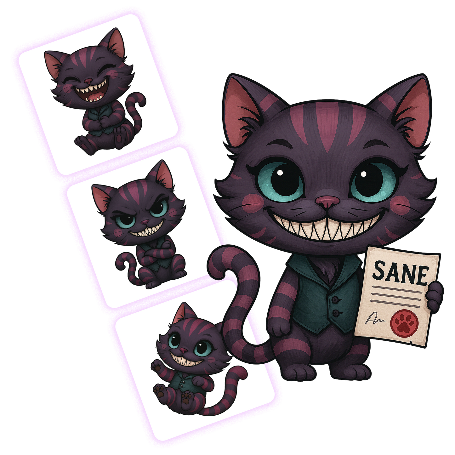 Cheshire Cat Clipart Pack - 20 PNGs