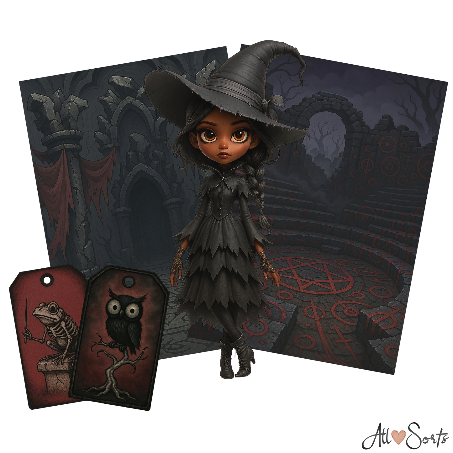Whimsical Witches Digital Scrapbook Pack - 60 Pieces