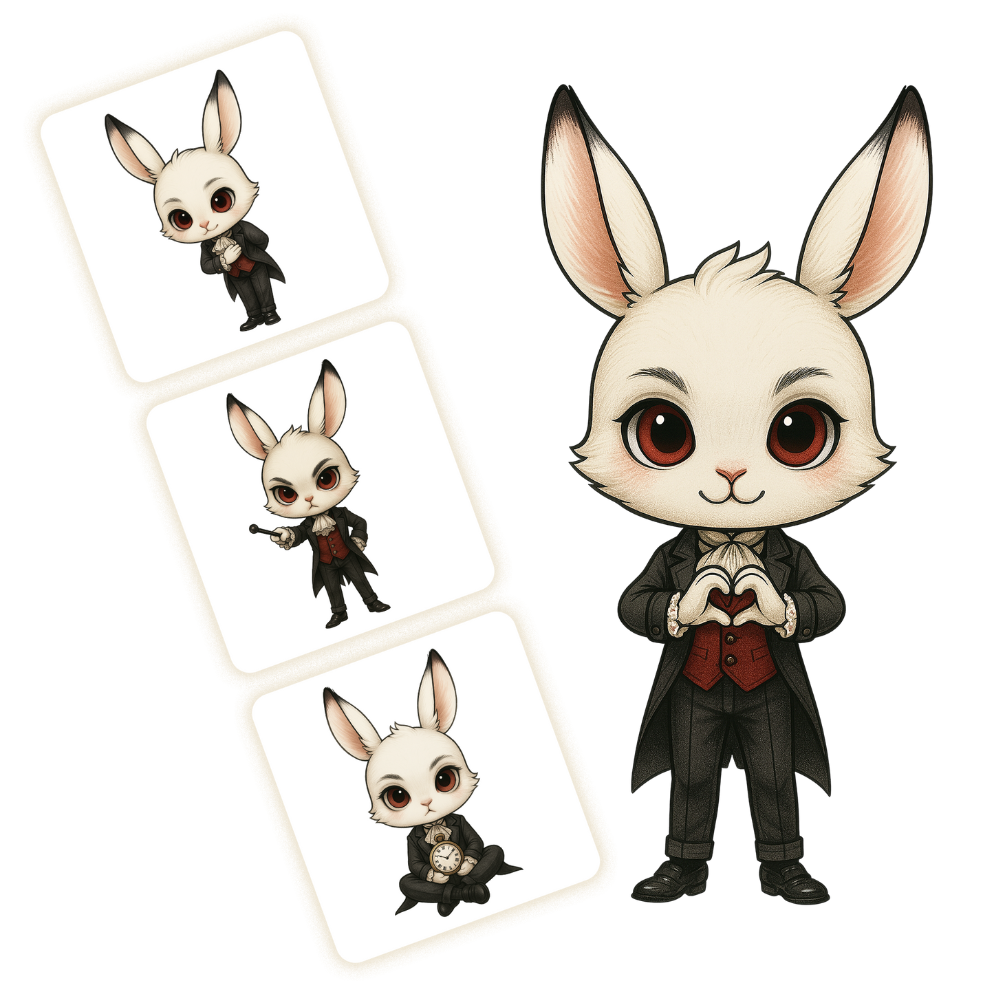 White Rabbit Clipart Pack - 20 PNGs