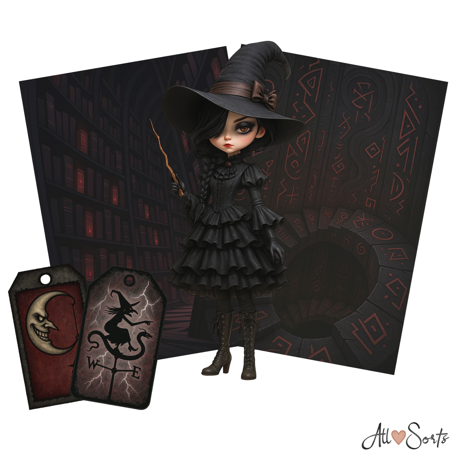 Whimsical Witches Digital Scrapbook Pack - 60 Pieces