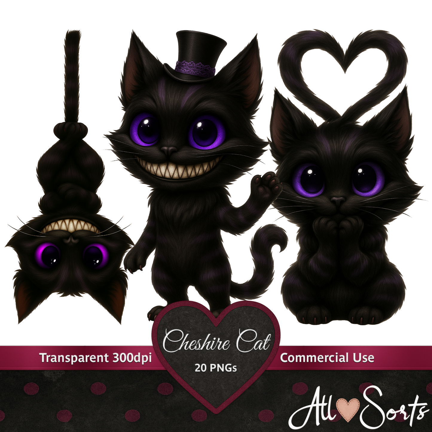 Cheshire Cat Clipart Pack – 20 PNGs