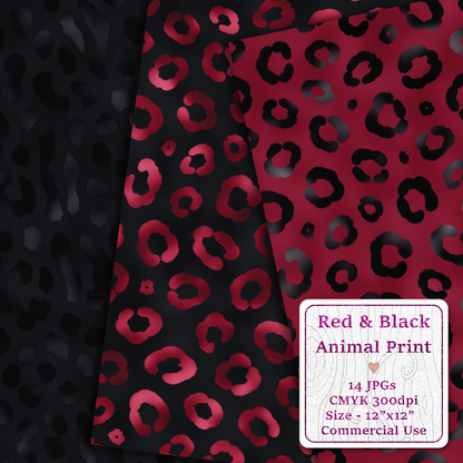 Red & Black Animal Print Seamless Digital Paper Pack