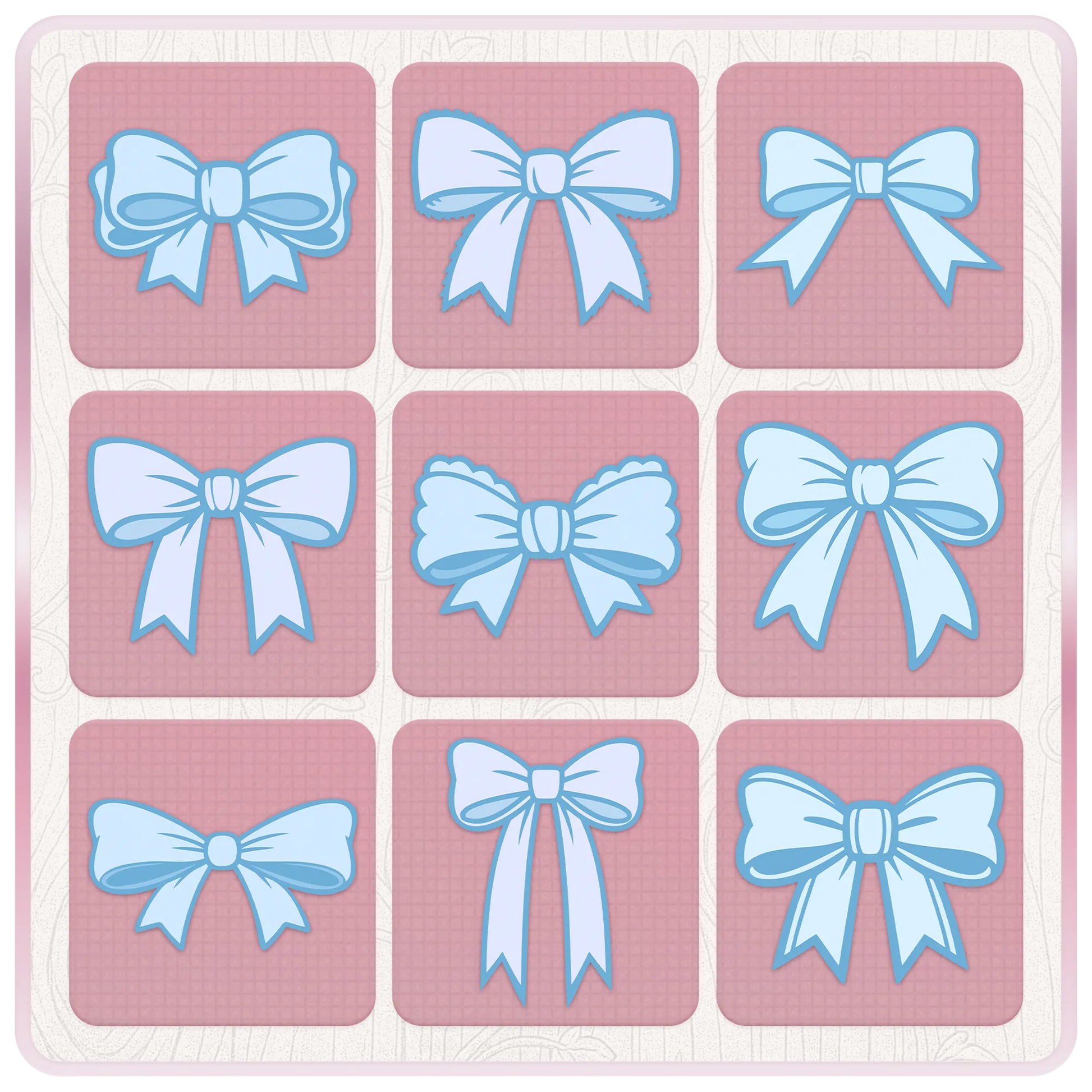Blue bow clipart bundle preview showing nine soft blue ribbon SVG designs for stickers, scrapbooking, card making and digital crafts.