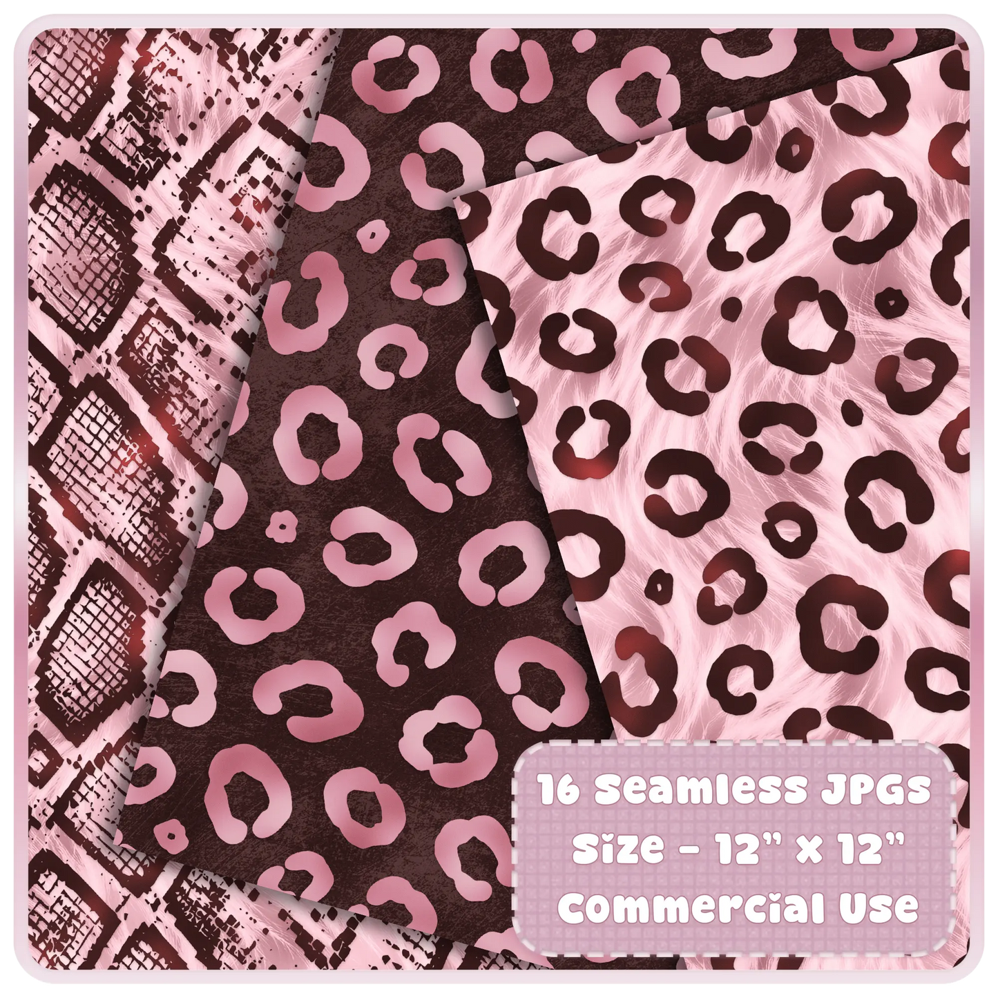 Close up of blush pink leopard print seamless pattern with espresso brown accents high resolution digital paper