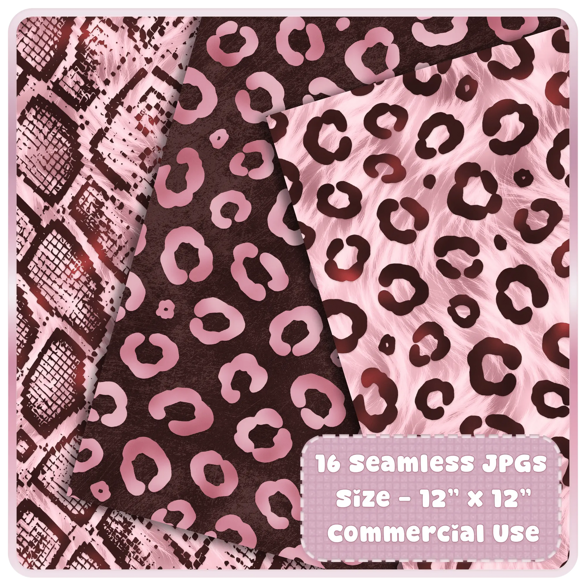 Close up of blush pink leopard print seamless pattern with espresso brown accents high resolution digital paper