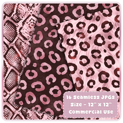 Close up of blush pink leopard print seamless pattern with espresso brown accents high resolution digital paper