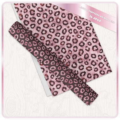 Leopard print seamless pattern sheets displayed as printable digital scrapbook paper
