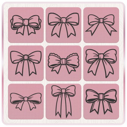 Bow SVG clipart collection featuring nine cute coquette and ribbon bow designs with long tails and layered loops
