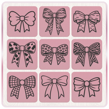 Patterned bow SVG designs featuring cow print, leopard print, zebra stripe and decorative ribbon bow clipart