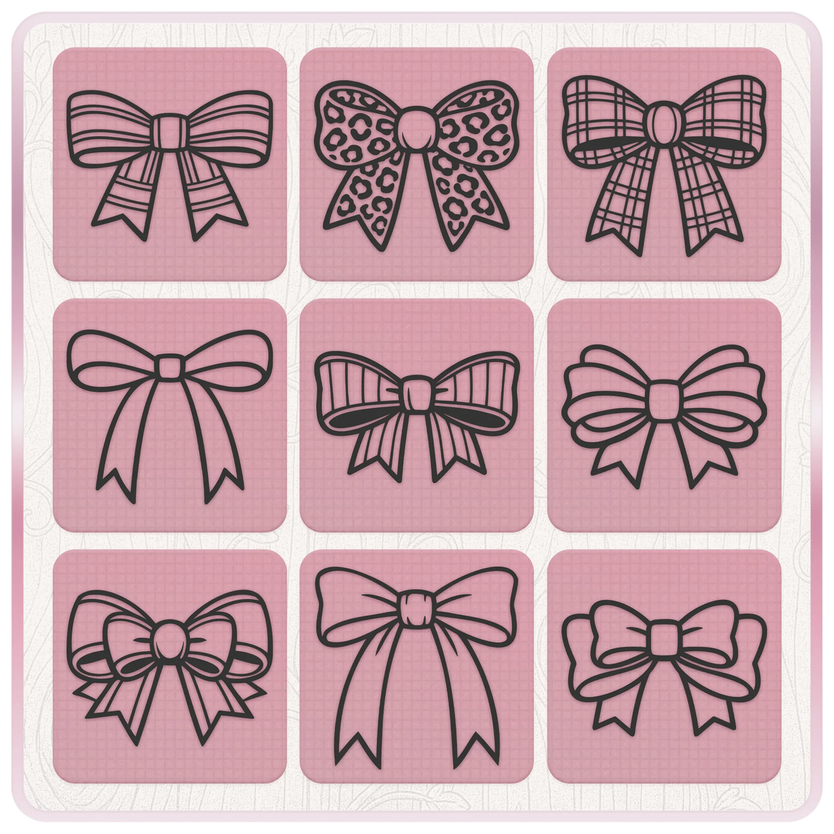 Ribbon and bow SVG clipart featuring plaid, leopard print, striped, layered and long tail bow cutting file designs