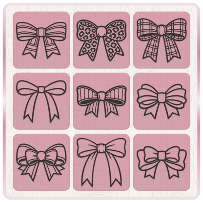 Ribbon and bow SVG clipart featuring plaid, leopard print, striped, layered and long tail bow cutting file designs