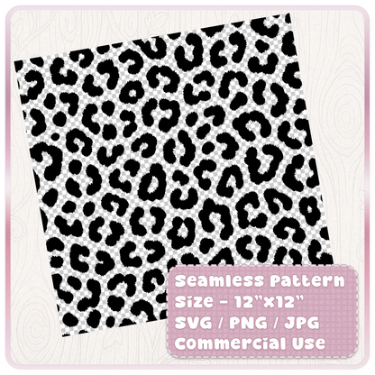 Seamless cheetah print pattern digital paper preview showing 12 x 12 tileable SVG PNG JPG animal print design for Cricut and sublimation.