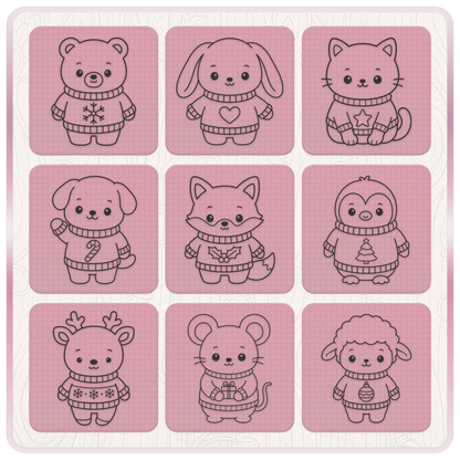 20 cute Christmas animal SVG and PNG clipart designs including fox, mouse, cat, penguin, bear, raccoon, lamb and festive animals