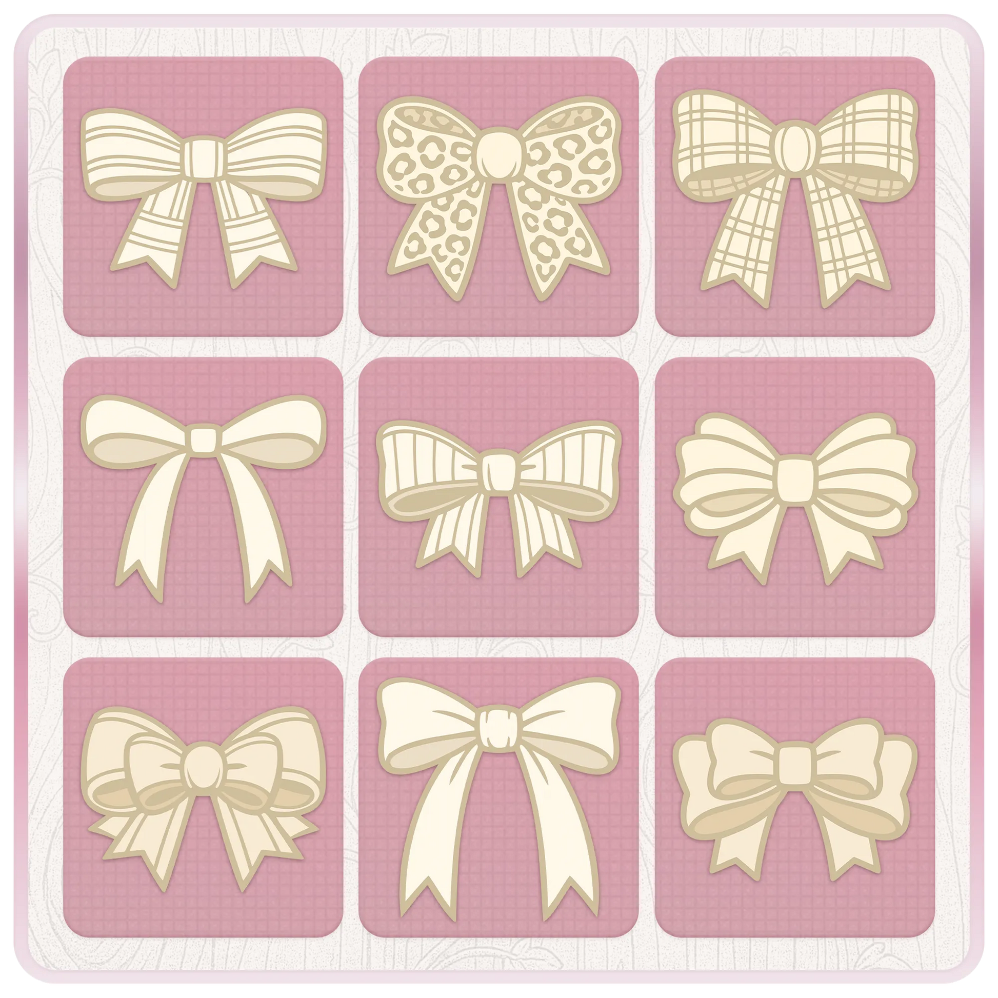 Neutral cream bow SVG and PNG bundle preview featuring ribbon cut files for Cricut projects, sublimation designs and handmade crafts.