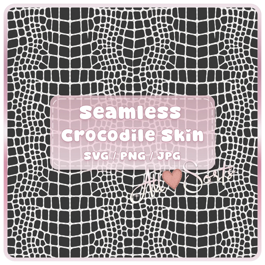 Seamless crocodile skin pattern SVG PNG JPG black and white reptile texture preview
