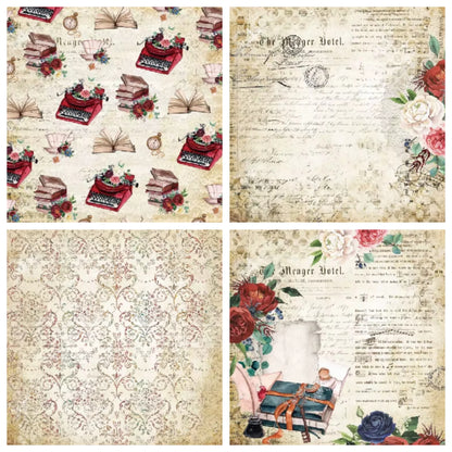 24 Sheets Romantic Retro Design 6"x6" Paper Decor 🌹