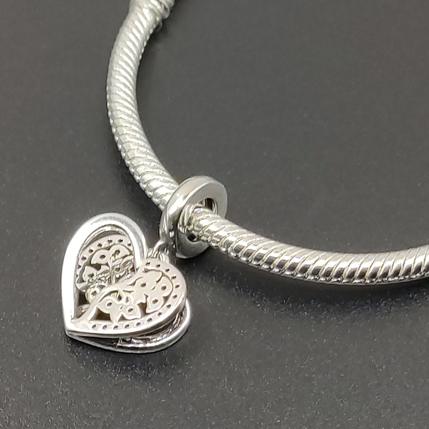 Tree Of Life Heart Dangle Bracelet Charm S925 Silver