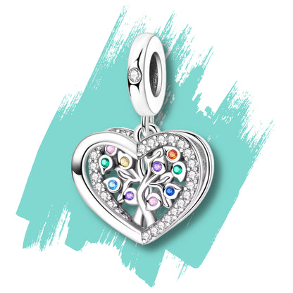 Tree Of Life Heart Dangle Bracelet Charm S925 Silver