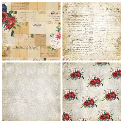 24 Sheets Romantic Retro Design 6"x6" Paper Decor 🌹