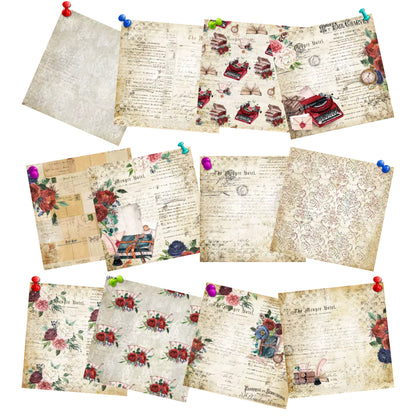 24 Sheets Romantic Retro Design 6"x6" Paper Decor 🌹