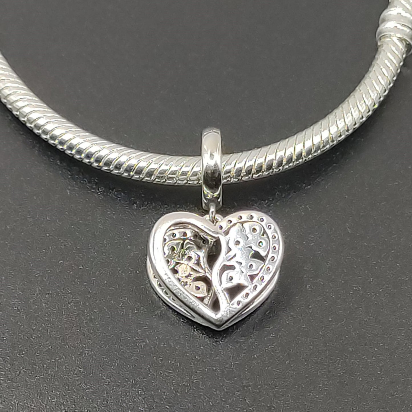 Tree Of Life Heart Dangle Bracelet Charm S925 Silver