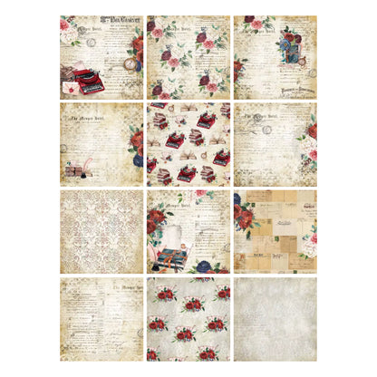 24 Sheets Romantic Retro Design 6"x6" Paper Decor 🌹