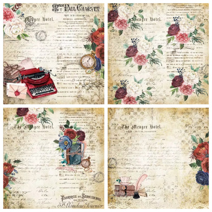 24 Sheets Romantic Retro Design 6"x6" Paper Decor 🌹