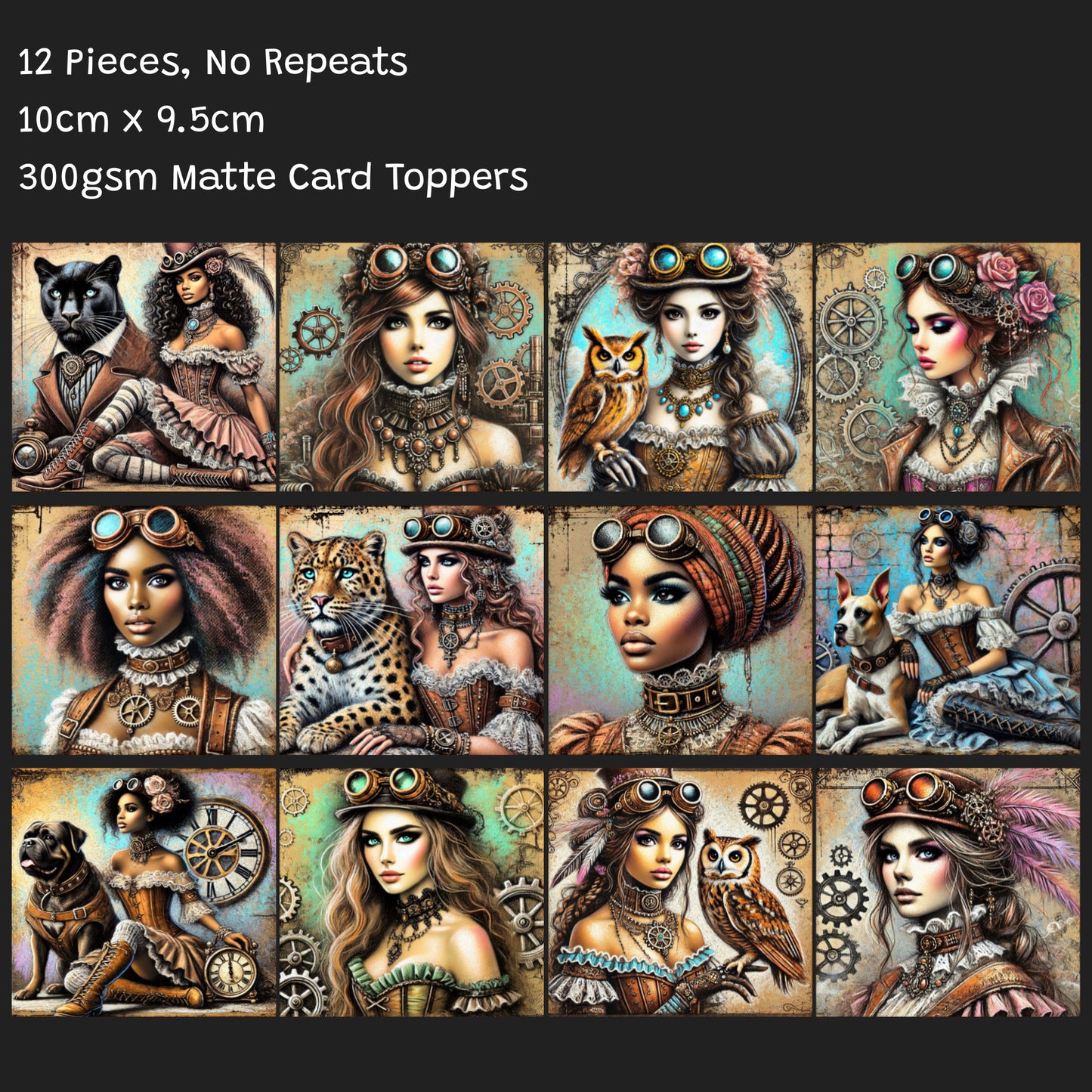 12 Pieces Women Of Steampunk Card Toppers