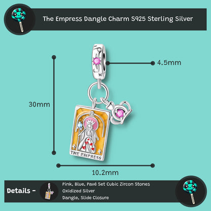 The Empress Tarot Dangle Bracelet Charm S925 Silver