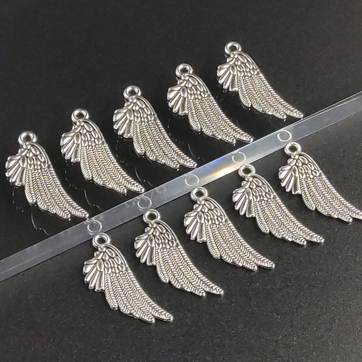 10 Pieces Silver Wings Charms