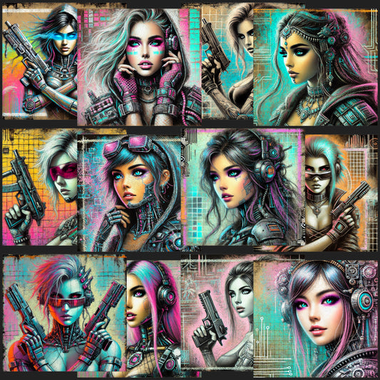 12 Pieces Women Of Cyberpunk Card Toppers