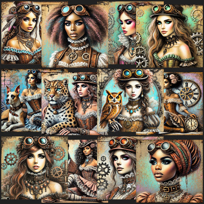 12 Pieces Women Of Steampunk Card Toppers