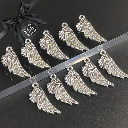 10 Pieces Silver Wings Charms